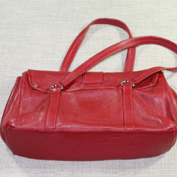 Authentic Prada Double Handled Red Pebble Leather Hand Bag Purse - LIKE NEW - Picture 2 of 12